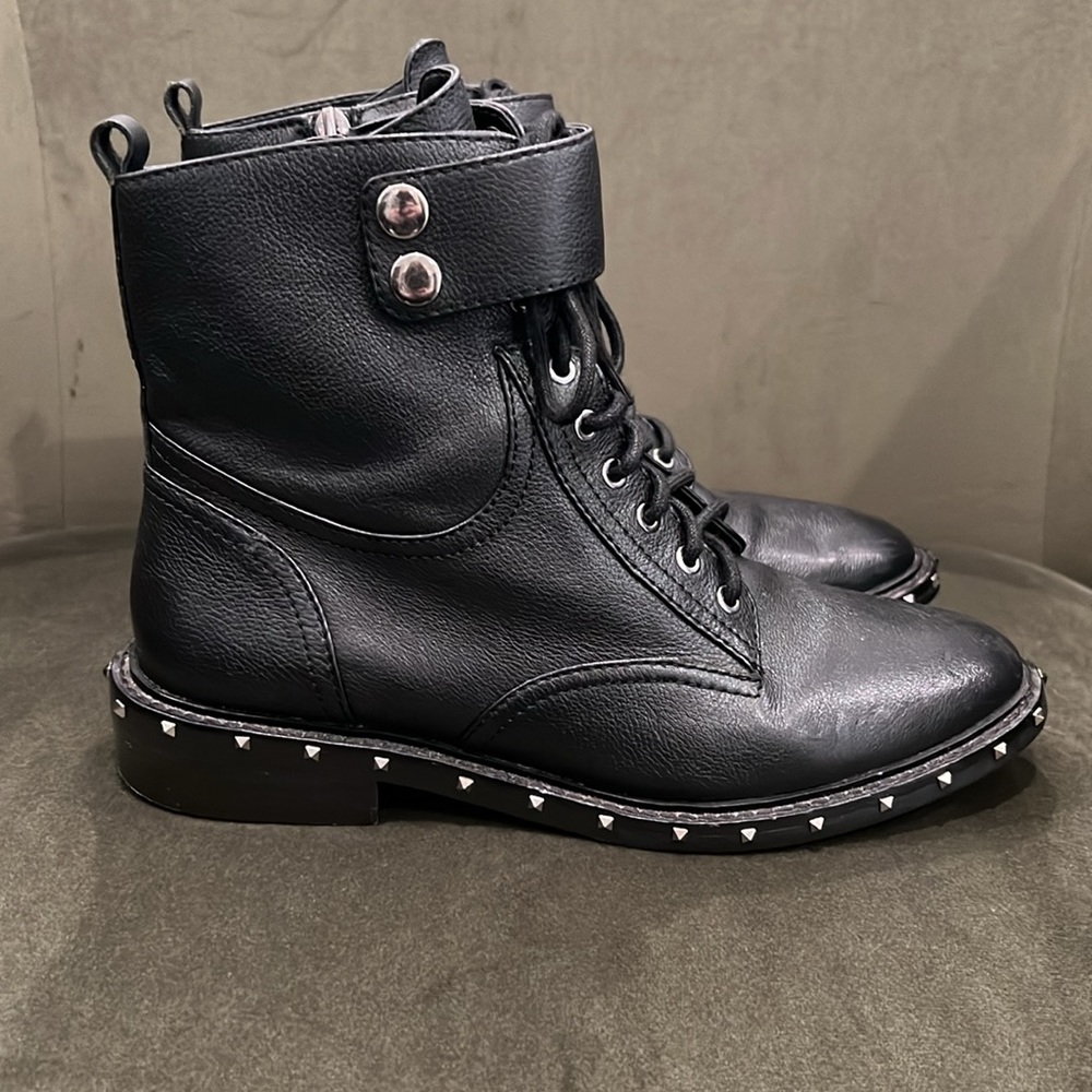 Vince Camuto Talorini Leather Combat Boots - Picture 2 of 13